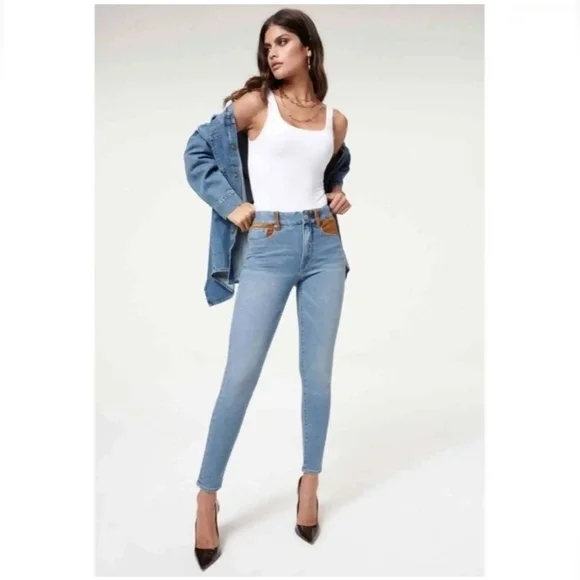 Good American Skinny Suede Jeans in Indigo 10/30 - Picture 2 of 12